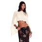 Women Sheer Poncho Top Summer Knit See Through Shrug Sweater Shawl Wrap Beach Cover Up KCSST001 - color: Beige