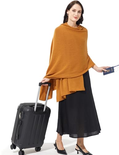 Soft Cashmere Blend Wrap Chic Scarf Stole for Women Wayfarer Travel Extra Large 87"x28" - color: Nuts Brown