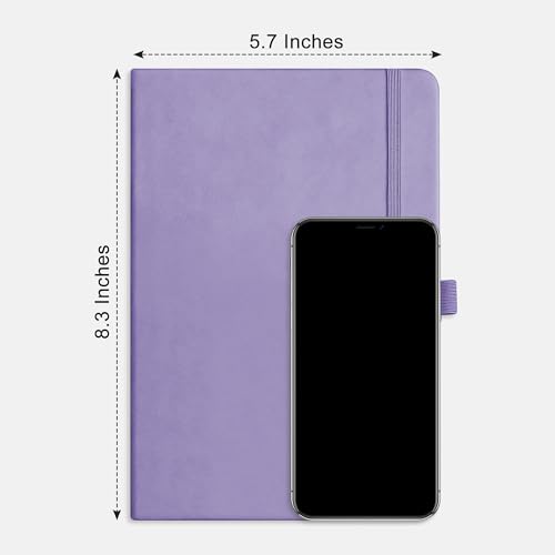RETTACY Dotted Journal Notebook, 2-Pack, 160 Numbered Pages per Pack, A5 Medium Size (5.7'' x 8.3''), 120 GSM Thick Paper, Leather Hardcover, for Journaling, Planning, Tracking (Black & Purple) - color: Black & Purple, style: Dotted
