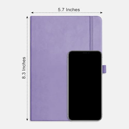 RETTACY Dotted Journal Notebook, 2-Pack, 160 Numbered Pages per Pack, A5 Medium Size (5.7'' x 8.3''), 120 GSM Thick Paper, Leather Hardcover, for Journaling, Planning, Tracking (Black & Purple) - color: Black & Purple, style: Dotted