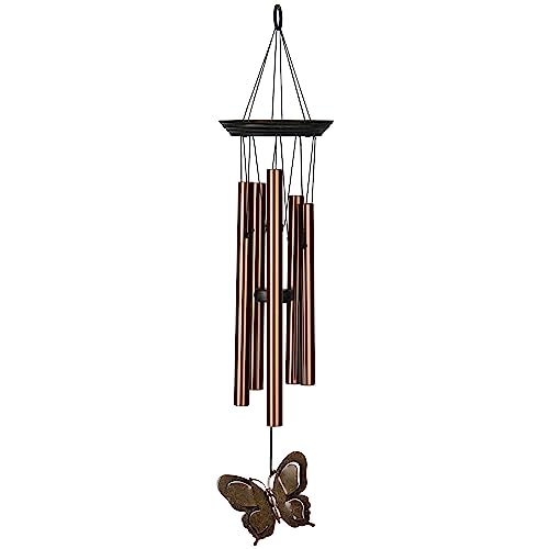 Woodstock Wind Chimes My Butterfly Chime, Bronze Aluminum Tubes, Small 21-Inch, Light Airy Sound Wind Chime for Outdoor Decor for Garden