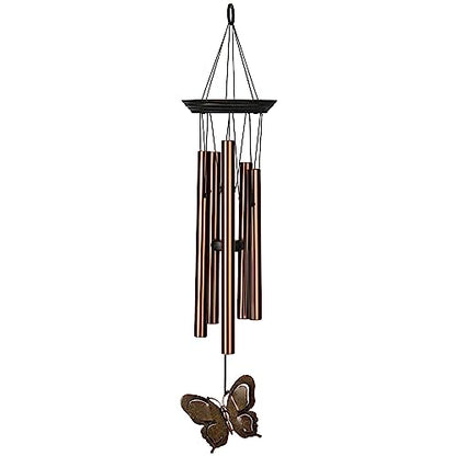 Woodstock Wind Chimes My Butterfly Chime, Bronze Aluminum Tubes, Small 21-Inch, Light Airy Sound Wind Chime for Outdoor Decor for Garden