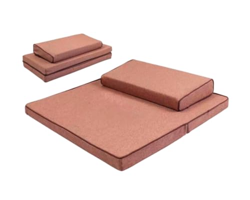 Portable Foldable Meditation Cushion Mat Set, Larger Thick Yoga Mat Bolster Floor Pillows Seating for Adults Meditation Accessories(Size:60x60cm(24x24inch),Color:Light Coffee1) - color: Light Coffee1, size: 60x60cm(24x24inch)