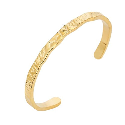 Sylph Gold Bracelets for Women, Chunky Bangle Bracelet Open Cuff/Teardrop Bangles Hypoallergenic Dainty Minimalist Jewelry for Everyday Wear - style: Gold Cuff