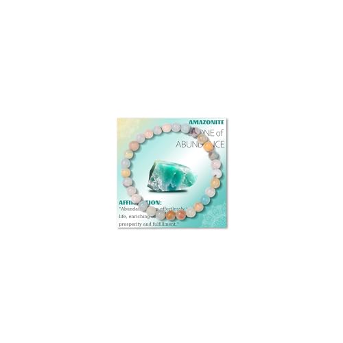Crystal Beaded Bracelets for Women 4mm Clear Quartz Bead Handmade Gemstone Stretch Elastic Bracelet Natural Stone Crystal Healing Reiki Spiritual Jewelry Gifts - color: Amazonite, size: 6mm