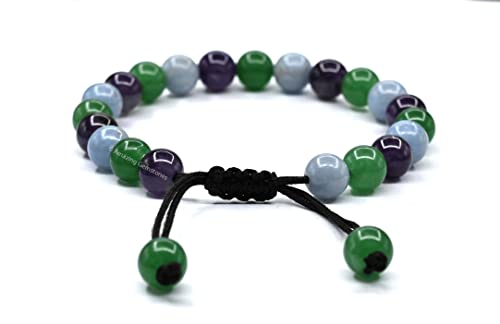 Amazing Gemstone Bracelet for Retirement - Green Aventurine Angelite Amethyst Bracelet Set for Men Women Healing Calming Anxiety Stress Relief Gifts Pulseras Para Hombres Mujer Stocking Stuffers - color: Retirement