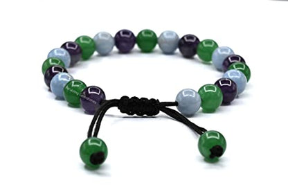 Amazing Gemstone Bracelet for Retirement - Green Aventurine Angelite Amethyst Bracelet Set for Men Women Healing Calming Anxiety Stress Relief Gifts Pulseras Para Hombres Mujer Stocking Stuffers - color: Retirement