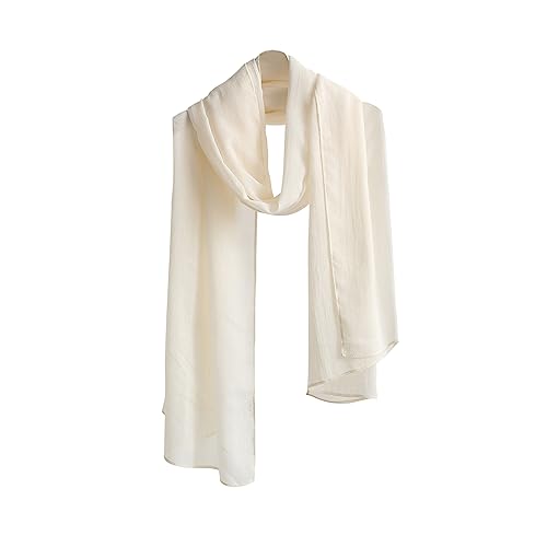 Jeelow Solid Color Scarf Wrap Shawl for Women Men – Soft Lightweight Head Scarf, All Season, Travel Beach Office Daily Wear - color: Beige Cream