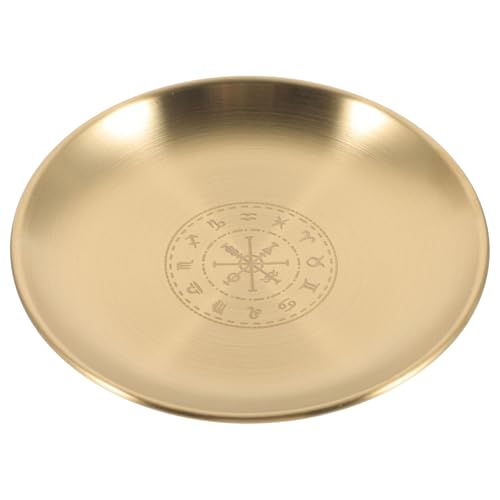 Angoily Witch Altar Tray Five-Pointed Plate Jewelry Holder Trinket Display Ring Bracelet Dish 5.62X5.62X0.39 Inch Decorative Storage for Home Office Altar - color: Golden 3