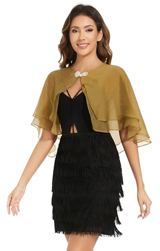 Women's Sheer Tencel Shawls and Wraps for Evening Dresses Soft Wedding Cape Lightweight Bridesmaid Scarves Cover Up - color: Dark Yellow