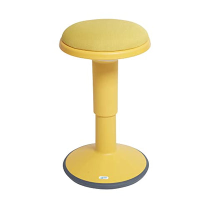 ECR4Kids Sitwell Wobble Stool with Cushion, Adjustable Height, Active Seating, Yellow - color: Yellow