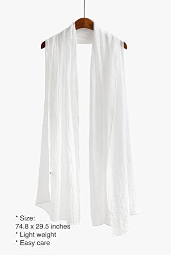 Jeelow Solid Color Scarf Wrap Shawl for Women Men – Soft Lightweight Head Scarf, All Season, Travel Beach Office Daily Wear - color: White