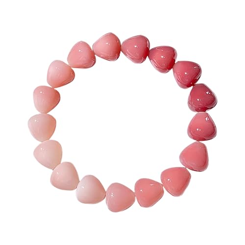 MUDI Bracelet For Women, Bodhi Seed Beads Bracelets Fidget Healing Energy Protection Stretch to My Man Jewelry Gift - color: Pink White Heart