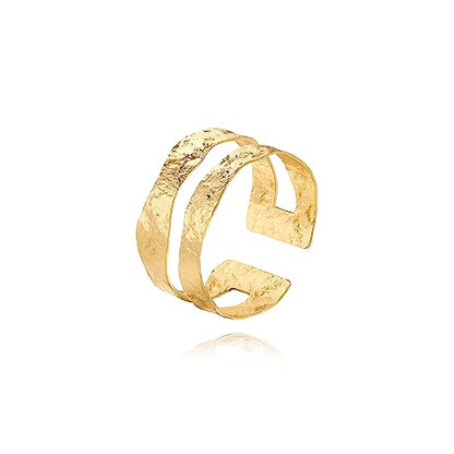 POTESSA 18K Gold Plated Cuff Bracelets Adjustable Dainty Bangle Handemade Jewelry for Women - style: Double-layer