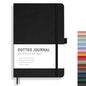 RETTACY Dotted Journal Notebook, 192 Pages, A5 Medium Size (5.7'' x 8.3''), Leather Hardcover, 100 GSM Thick Paper, for Journaling, Planning, Tracking (Black) - color: Black, style: Dotted