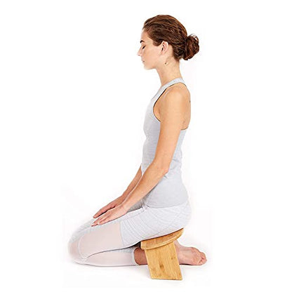 Bamboo Meditation Bench, Foldable & Ergonomic Meditation Stool, Comfortable for Kneeling or Sitting, Perfect for Deeper & Longer Meditation