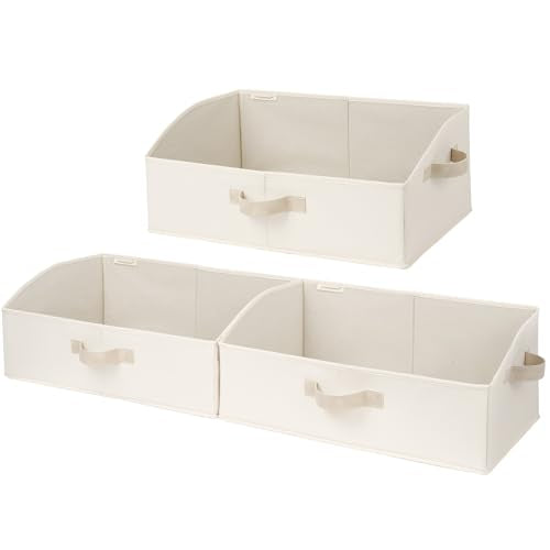 StorageWorks Trapezoid Storage Bins, Linen Closet Organizers and Storage, Fabric Clothes Closet Bins, Shelf Baskets, Clothing, Toys, Towels, Large, Beige, 3-Pack - color: Beige, size: Large