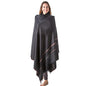 Versatile Premium Wool Blend Meditation Shawl - Large Unisex Prayer Wrap, Oversized Scarf & Yoga Blanket - color: Black