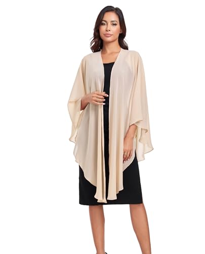 TONGFANTFL Shawls Wraps for Evening Wedding Party Chiffon Scarf Soft Bridal Wraps Wedding Guest Shawl Coverage - color: Champagne