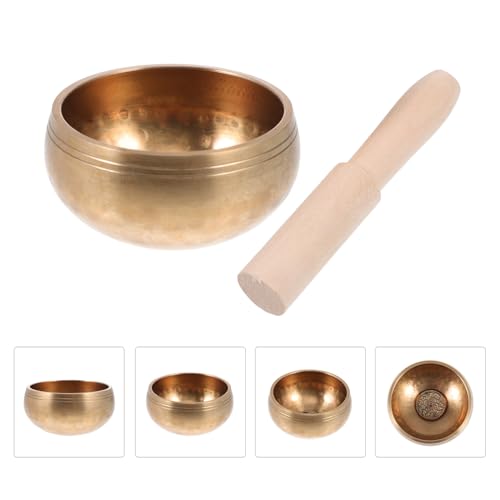 Meditation Bowl Set Lightweight Portable Golden Singing Sound Holder with Stick and Gasket for Yoga Relaxation Stress Relief and Chakra Healing Therapy