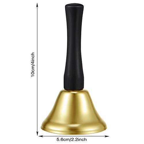 24 Pieces Hand Bells Silver Steel Service Handbells Black Wooden Handle Diatonic Metal Bells Musical Percussion (Gold)