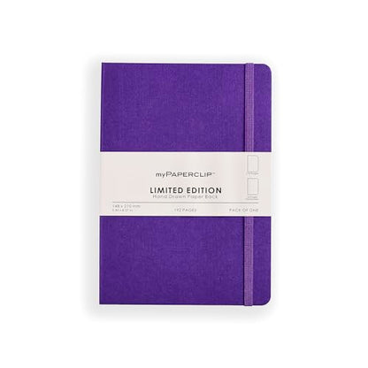 myPAPERCLIP Limited Edition A5 Plain Notebook | 192 Pages, 100 GSM, Soft Cover, A5 (5.83 × 8.27 in) | Flat Lay | Bookmark & Elastic Closure | Amethyst - color: Amethyst, style: Plain