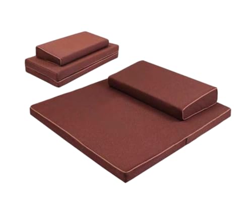 Portable Foldable Meditation Cushion Mat Set, Larger Thick Yoga Mat Bolster Floor Pillows Seating for Adults Meditation Accessories(Size:60x60cm(24x24inch),Color:Coffee1) - color: Coffee1, size: 60x60cm(24x24inch)