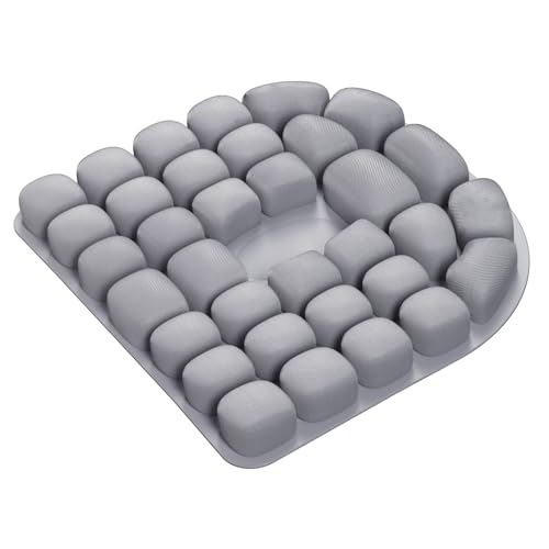 Travel Seat Cushion, Comfortable 3D Inflatable Seat Cushion for Hemorrhoid and Tailbone Pain Relief, Optimal Support for Long Sitting in Car, Air Travel, Office Chairs Etc (Gray, 16" x18")