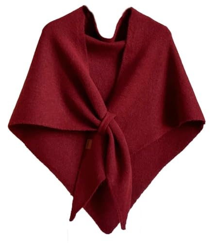 Pashmina Shawl Wraps for Women, Knitted Shawls and Wraps Cardigan Cape Wool Cashmere Shoulder Top Sweater Shawl Scarf - color: Red