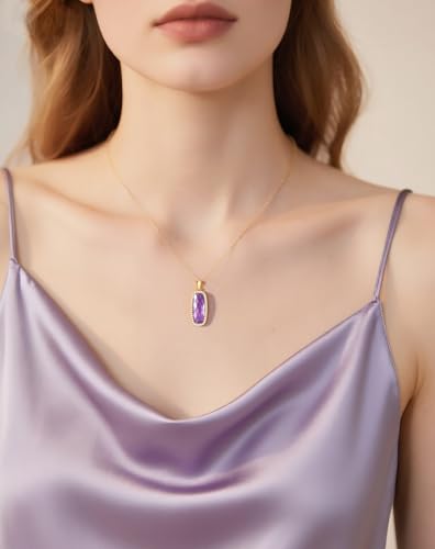 Natural Gemstone New Beginnings Birthday Graduation Gifts 925 Silver Jewelry Plated with 18K Gold Protection Necklace for Women - color: Anxiety Relief