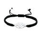 Lotus Symbol Bracelet for Women - Adjustable Cord, Silver Pendant, Spiritual Jewelry Gift - style: Onyx Black