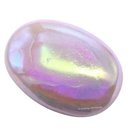 Amazing Gemstone Angel Aura Quartz Crystals and Healing Stones - Large Palm Stone Crystals Piedra - Crystal for Good Luck, Positive Energy, Meditation - Unique Stocking Stuffers, Gifts for Women, Men - color: Angel Aura Quartz