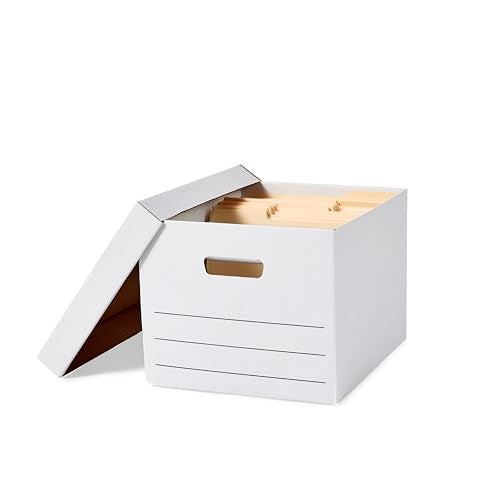 Amazon Basics Medium Duty Storage/Filing Boxes with Lid and Handles, Legal/Letter Size, Collapsible, Foldable, Tape-Free Assembly, 16.2" L x 12.5" W x 10.5" H, White, 12-Pack - style: Medium Duty 12-pack