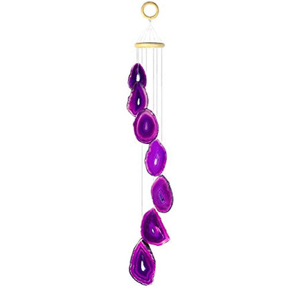 rockcloud Agate Slices Geode Wind Chime Home Garden Decoration Figurine, 28-33 inches - color: Violet