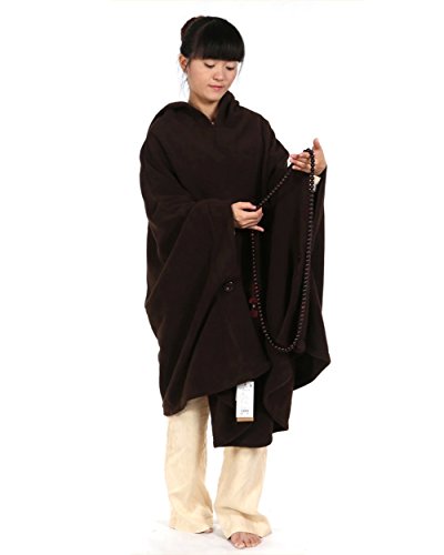 Meditation Buddhist Hooded Cloak Coat Women Men Outfit Oversize Coat - color: Dark Brown, size: XX-Large