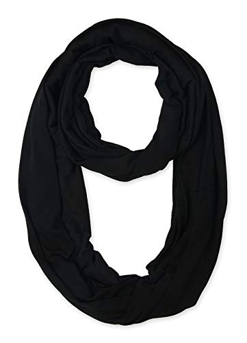 corciova Black Soft Girl Women Infinity Wrap Scarf Stretchy Jersey Knit Sleep Head Circle Scarf Continuous Loop Light Weight - color: 106 Black