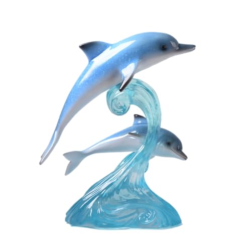 HAUCOZE Dolphin Decor Figurine Ocean Statue Modern Art Sculpture Home Gift for Bookshelf Living Room Office Polyresin 8.7 Inch - size: Large