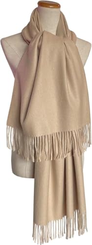 Rodaruus Women's Scarf Solid Color Shawl and Wrap. Super Soft Warm Long Large Scarf Pashmina with Cashmere Feel - color: Beige