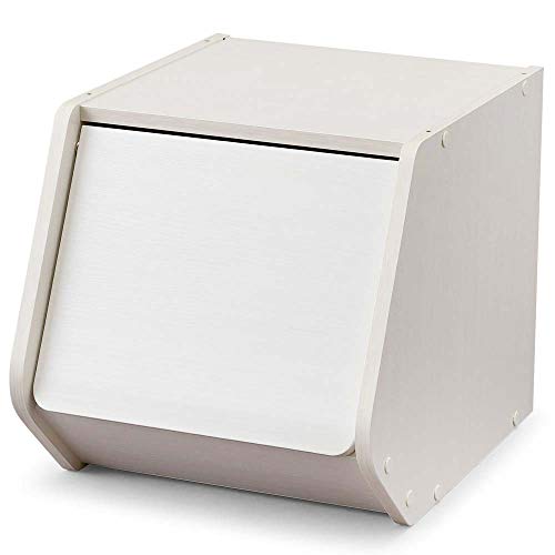 Iris Ohyama STB-300D Stacked Box with Door, Color Box, Hidden Storage, Width 11.8 x Depth 15.3 x Height 12.0 inches (30 x 38.8 x 30.5 cm), Off-White