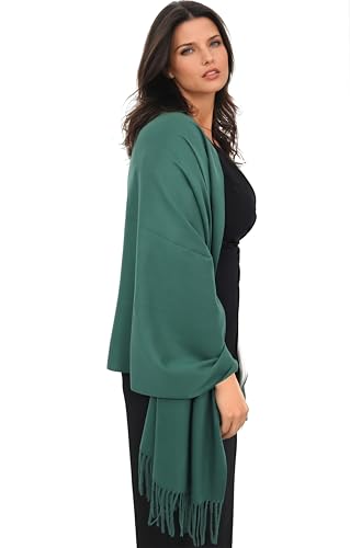Ocomfly 100% Pashmina Scarf for Women - Premium Womens Scarves - Gift Boxed - Shawls or Wraps - Ultra Soft and Warm - color: Fern Green