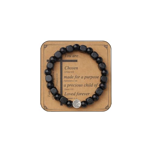 MILAKOO Wooden Bracelet with Black Stainless Steel Cross Charms Bead Christian Gifts for Women Men - color: E1