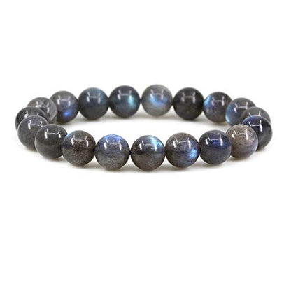 Keleny Fashion Crystal Man Women Stretch Bracelet 10mm Round Beads Rock Jasper 7 Inch Unisex - color: Blue Spectrolite Labradorite