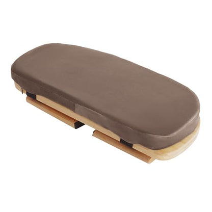 TFCFL Meditation Bench, Foldable& Ergonomic Meditation Stool, Bamboo Wood Kneeling Stool with Velvet Cushion, for Yoga or Sitting (Wood Color+ Coffee)