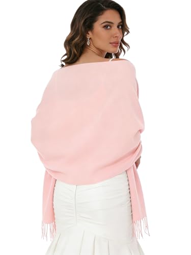 Sumolux Scarf for Women Pashmina Shawls Wraps for Evening Dresses Wedding Bridesmaid Gifts Winter Warm Soft Scarves - color: Pink