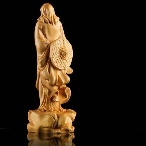 XIALON 13cm Cliff Cypress Boxwood Solidwood Zen Master Dharma's Home Living Room Craftsmanship Carving Decoration