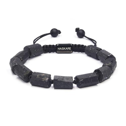 HASKARE Natural Stone Tourmaline Crystal Bracelets for Men, Protection Crystals Raw Black Tourmaline Beads Bracelet, Mens Energy Healing Bracelets for Anxiety, Handmade Beaded Bracelet Gifts for Men