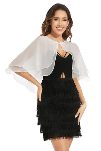 Women's Sheer Tencel Shawls and Wraps for Evening Dresses Soft Wedding Cape Lightweight Bridesmaid Scarves Cover Up - color: White