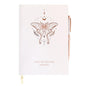 Daily Reflection Journal with Clear Quartz Pen – Luna Moth Design for Gratitude, Dream Exploration & Manifestation – 100 Sheets (200 Pages) for Personal Growth & Inner Guidance