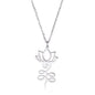 VASSAGO Buddha Lotus Necklace for Women Yoga Healing Pendant Stainless Steel Flower Necklace Buddhist Necklace Unalome Symbol Amulet Religious Jewelry - color: silver 1