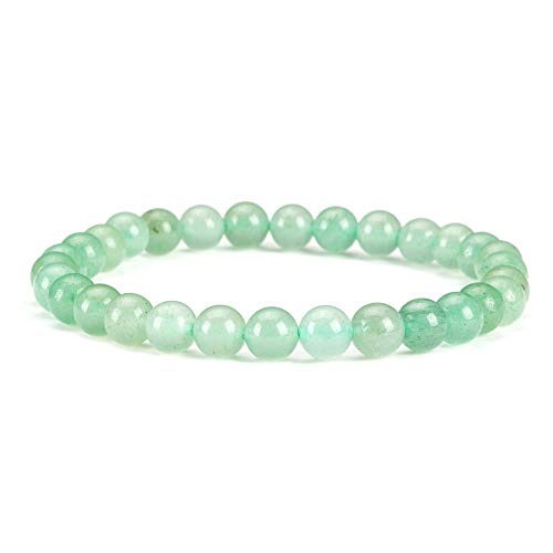 Cherry Tree Collection - Small, Medium, Large Sizes - Gemstone Beaded Bracelets For Women and Men - 6mm Round Beads - color: Green Aventurine, size: Small